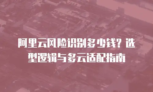 阿里云风险识别多少钱？选型逻辑与多云适配指南