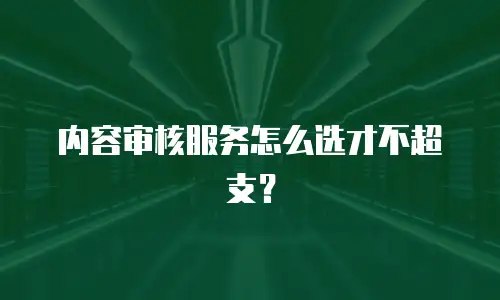 内容审核服务怎么选才不超支？