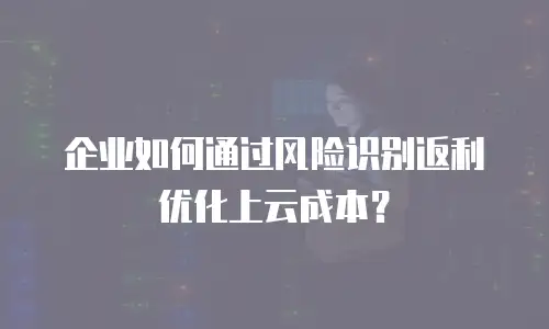企业如何通过风险识别返利优化上云成本？