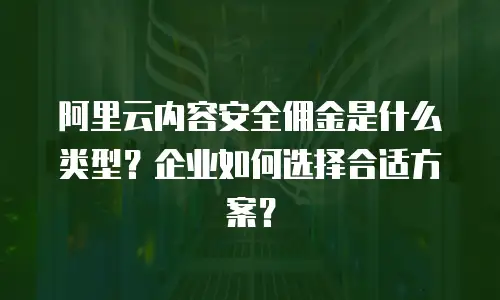 阿里云内容安全佣金是什么类型？企业如何选择合适方案？