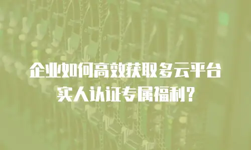 企业如何高效获取多云平台实人认证专属福利？