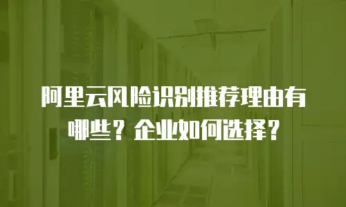 阿里云风险识别推荐理由有哪些？企业如何选择？