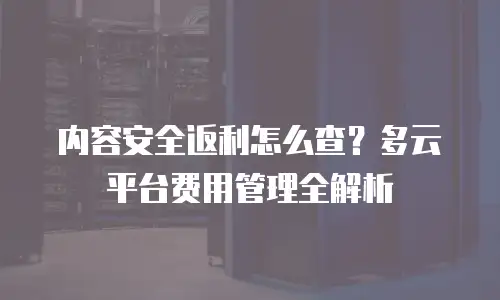 内容安全返利怎么查？多云平台费用管理全解析