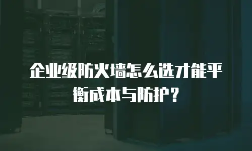 企业级防火墙怎么选才能平衡成本与防护？