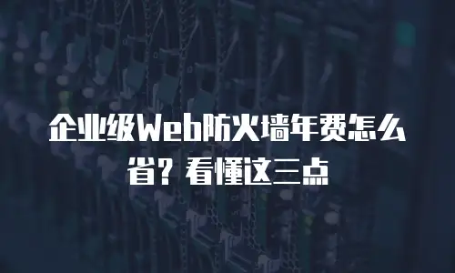 企业级Web防火墙年费怎么省？看懂这三点