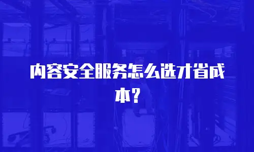 内容安全服务怎么选才省成本？