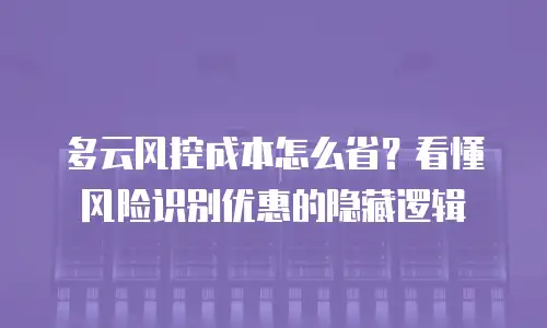多云风控成本怎么省？看懂风险识别优惠的隐藏逻辑