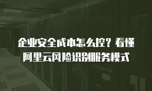 企业安全成本怎么控？看懂阿里云风险识别服务模式