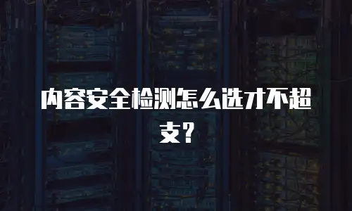 内容安全检测怎么选才不超支？