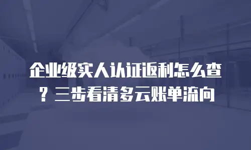 企业级实人认证返利怎么查？三步看清多云账单流向