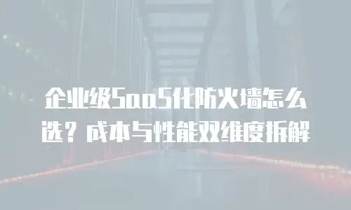 企业级SaaS化防火墙怎么选？成本与性能双维度拆解