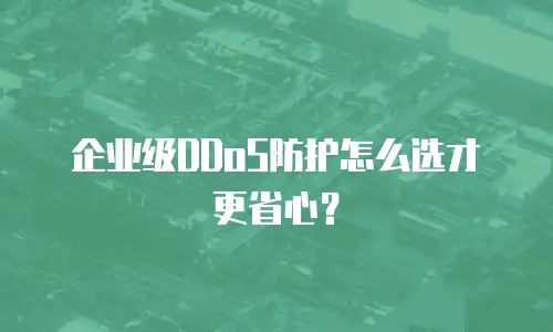 企业级DDoS防护怎么选才更省心？