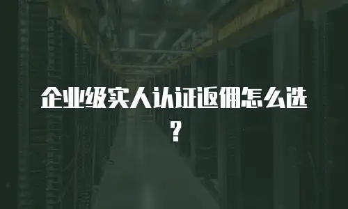企业级实人认证返佣怎么选？