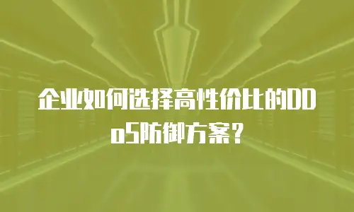 企业如何选择高性价比的DDoS防御方案？