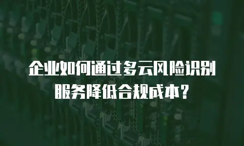 企业如何通过多云风险识别服务降低合规成本？