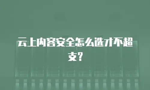 云上内容安全怎么选才不超支？