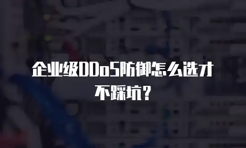企业级DDoS防御怎么选才不踩坑？