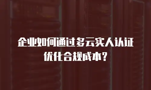 企业如何通过多云实人认证优化合规成本？