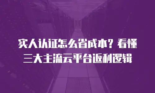 实人认证怎么省成本？看懂三大主流云平台返利逻辑