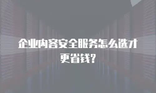 企业内容安全服务怎么选才更省钱？