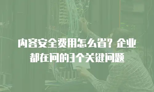 内容安全费用怎么省？企业都在问的3个关键问题