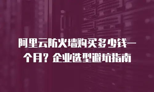 阿里云防火墙购买多少钱一个月？企业选型避坑指南