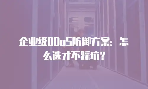 企业级DDoS防御方案：怎么选才不踩坑？