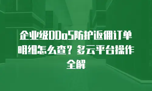 企业级DDoS防护返佣订单明细怎么查？多云平台操作全解