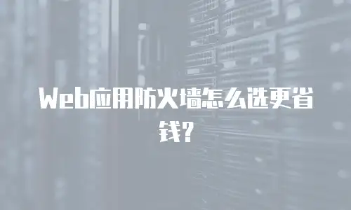 Web应用防火墙怎么选更省钱？