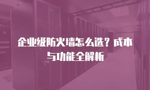 企业级防火墙怎么选？成本与功能全解析