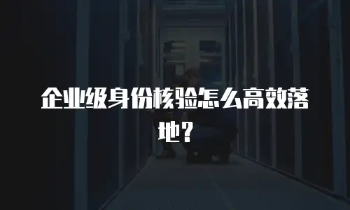 企业级身份核验怎么高效落地？