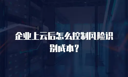 企业上云后怎么控制风险识别成本？