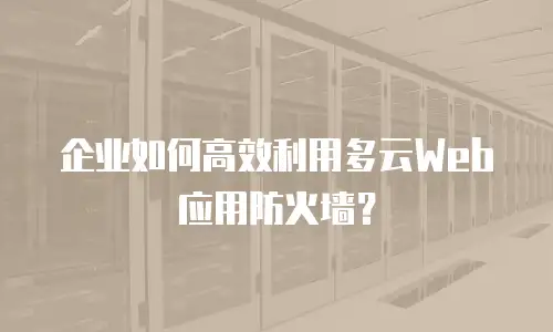 企业如何高效利用多云Web应用防火墙？