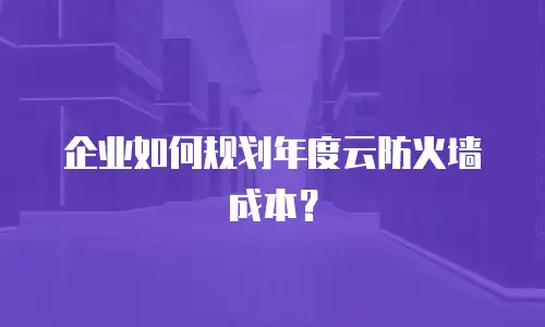 企业如何规划年度云防火墙成本？