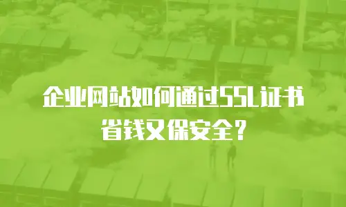 企业网站如何通过SSL证书省钱又保安全？