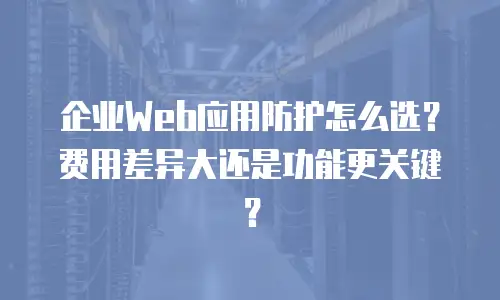 企业Web应用防护怎么选？费用差异大还是功能更关键？