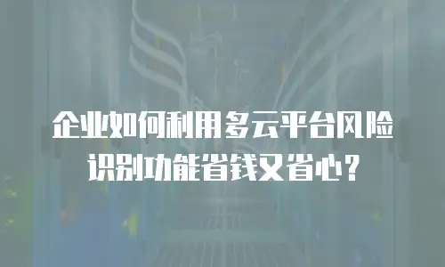 企业如何利用多云平台风险识别功能省钱又省心？