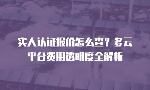 实人认证报价怎么查？多云平台费用透明度全解析