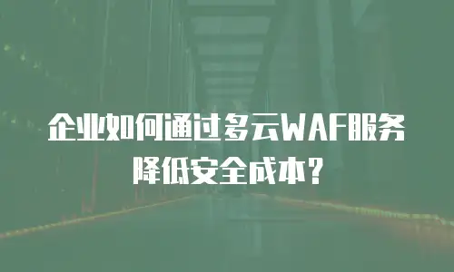 企业如何通过多云WAF服务降低安全成本？