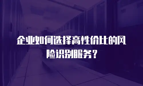 企业如何选择高性价比的风险识别服务？