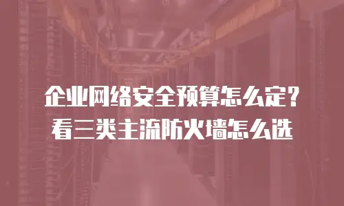 企业网络安全预算怎么定？看三类主流防火墙怎么选