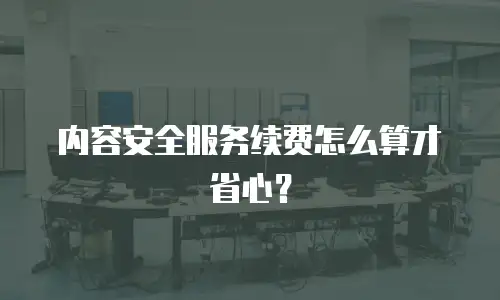 内容安全服务续费怎么算才省心？