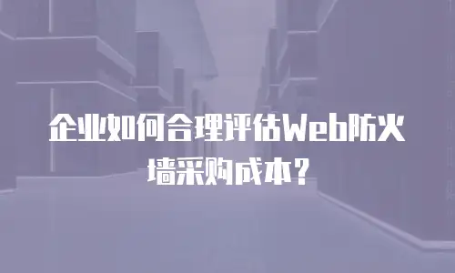 企业如何合理评估Web防火墙采购成本？