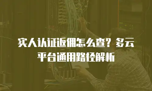 实人认证返佣怎么查？多云平台通用路径解析
