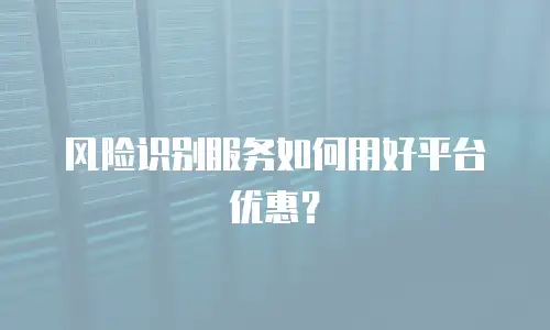 风险识别服务如何用好平台优惠？