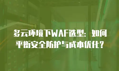 多云环境下WAF选型：如何平衡安全防护与成本优化？