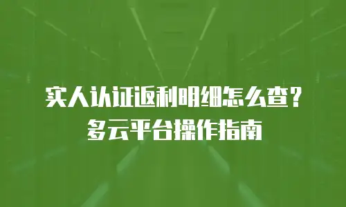 实人认证返利明细怎么查？多云平台操作指南