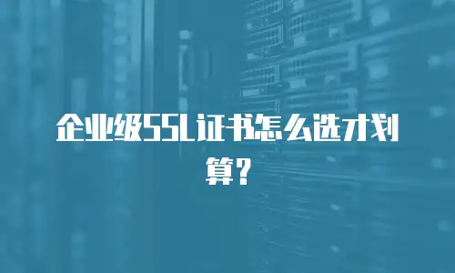 企业级SSL证书怎么选才划算？
