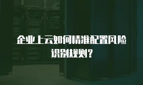 企业上云如何精准配置风险识别规则？