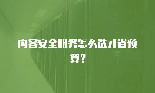 内容安全服务怎么选才省预算？